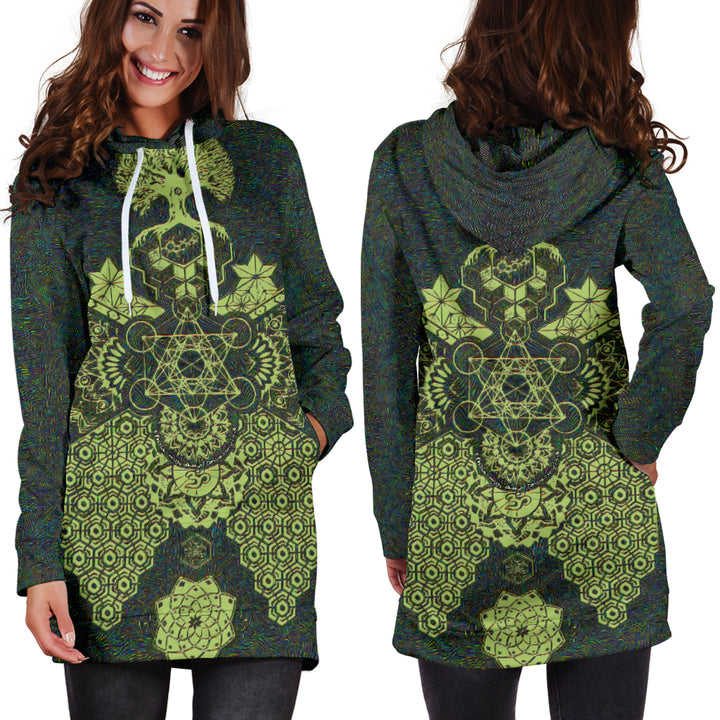 Geometric Green | Womens Hoodie Dress | Mil Et Une