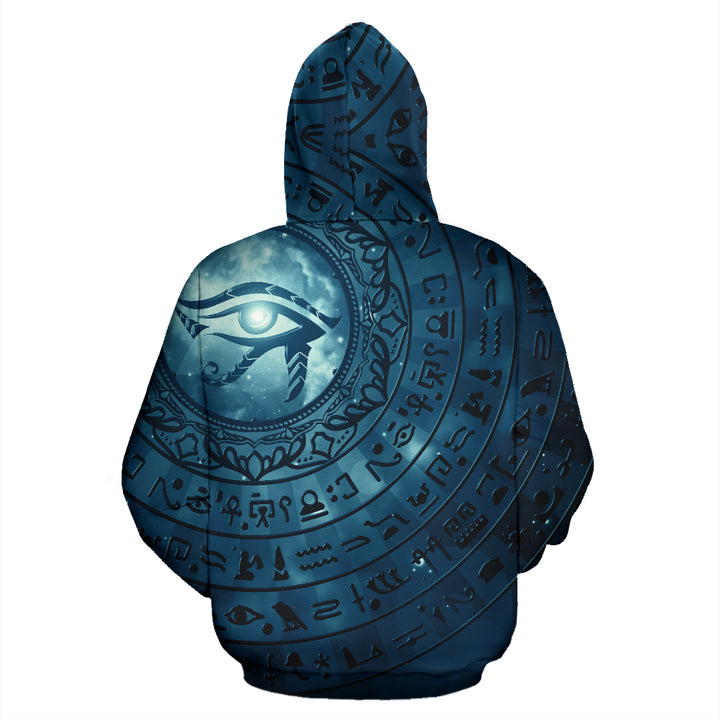 Eye of Horus Hieroglyphs - Blue | Hoodie | Mandalazed