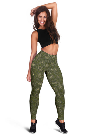 Peacock Feather Mandala - Olive Green | Leggings | Mandalazed