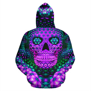 Cyan Magenta Skull | Zipper Hoodie | Psypepper