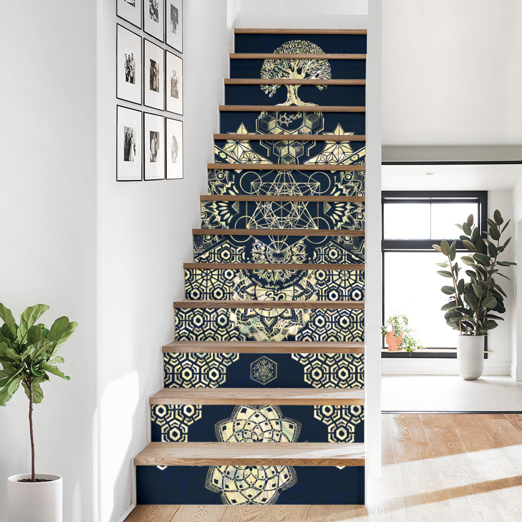 Geometric Gold Stair Stickers | Mil Et Une