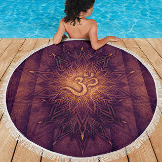 Mystical Aum Chakra Mandala - Amethyst | Beach Blanket | Mandalazed
