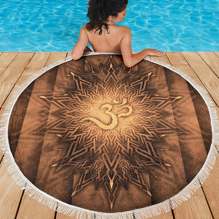 Mystical Aum Chakra Mandala - Earth | Beach Blanket | Mandalazed