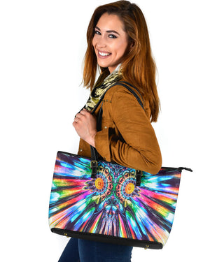 Entheogenic Encounter | Large Leather Tote Bag | Makroverset