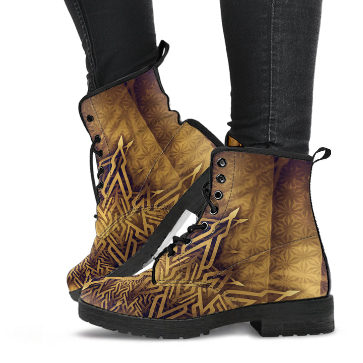 Mystical Aum Chakra Mandala - Gold | Leather Boots | Mandalazed