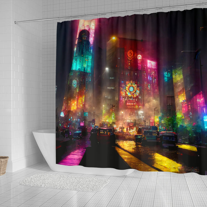 citynights shower curtain | Acidmath Guy