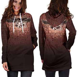 Eye of Horus Hieroglyphs - Orange | Hoodie Dress | Mandalazed
