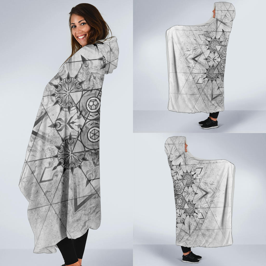 Elements of Sacred Geometry - White | Hooded Blanket | Mandalazed
