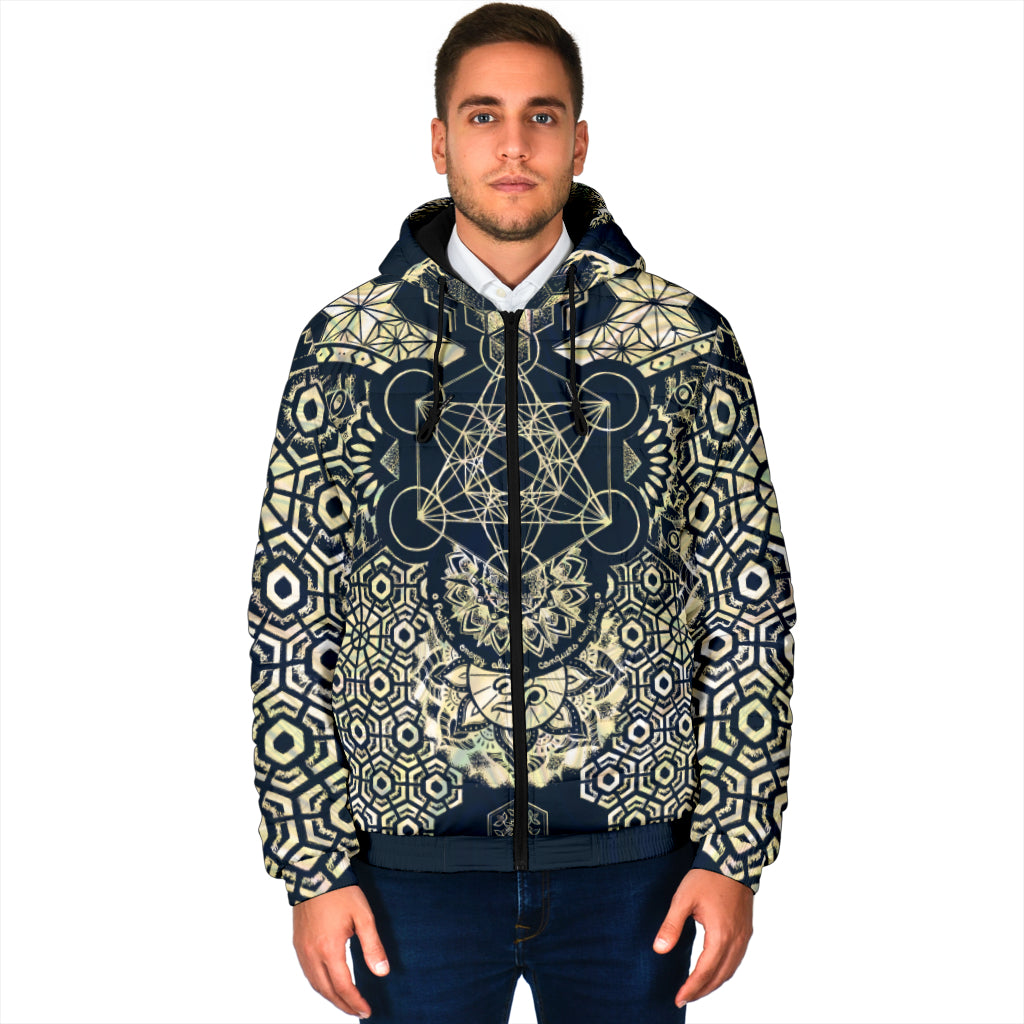 Geometric Gold Winter Hooded Jacket | Mil Et Une