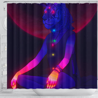 MEDITATING PSYTIGRESS SHOWER CURTAIN | PHAZED