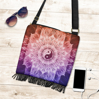 Fractalized Rainbow Yin & Yang Mandala | Boho Handbag | Mandalazed
