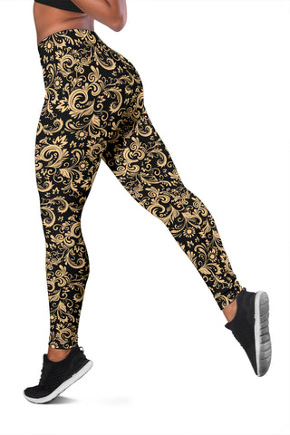 Oriental Floral Pattern - Onyx | Leggings | Mandalazed