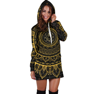 Gold Zen Mandala Women's Hoodie Dress | Cameron Gray