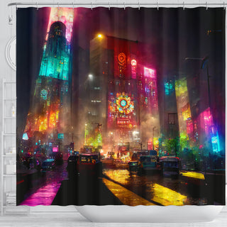 citynights shower curtain | Acidmath Guy