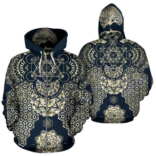 Geometric Gold Zip up Hoodie | Mil Et Une