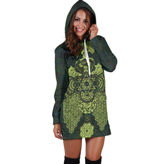 Geometric Green | Womens Hoodie Dress | Mil Et Une