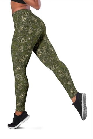 Peacock Feather Mandala - Olive Green | Leggings | Mandalazed