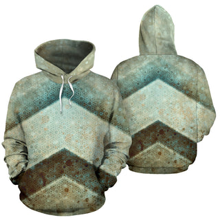 Hexagons and Paint Blobs - Green | Hoodie | Mandalazed