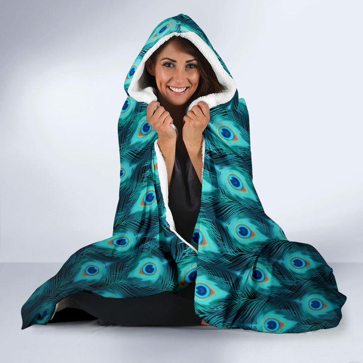 Trippy Peacock Feathers | Hooded Blanket | Mandalazed