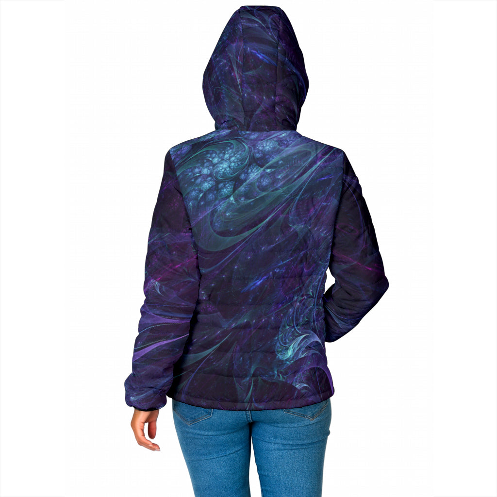 Electric Bloom Womens Padded Hooded Jacket | Cameron Gray