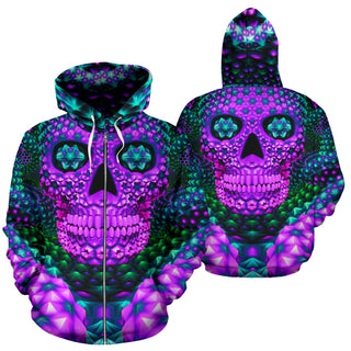 Cyan Magenta Skull | Zipper Hoodie | Psypepper