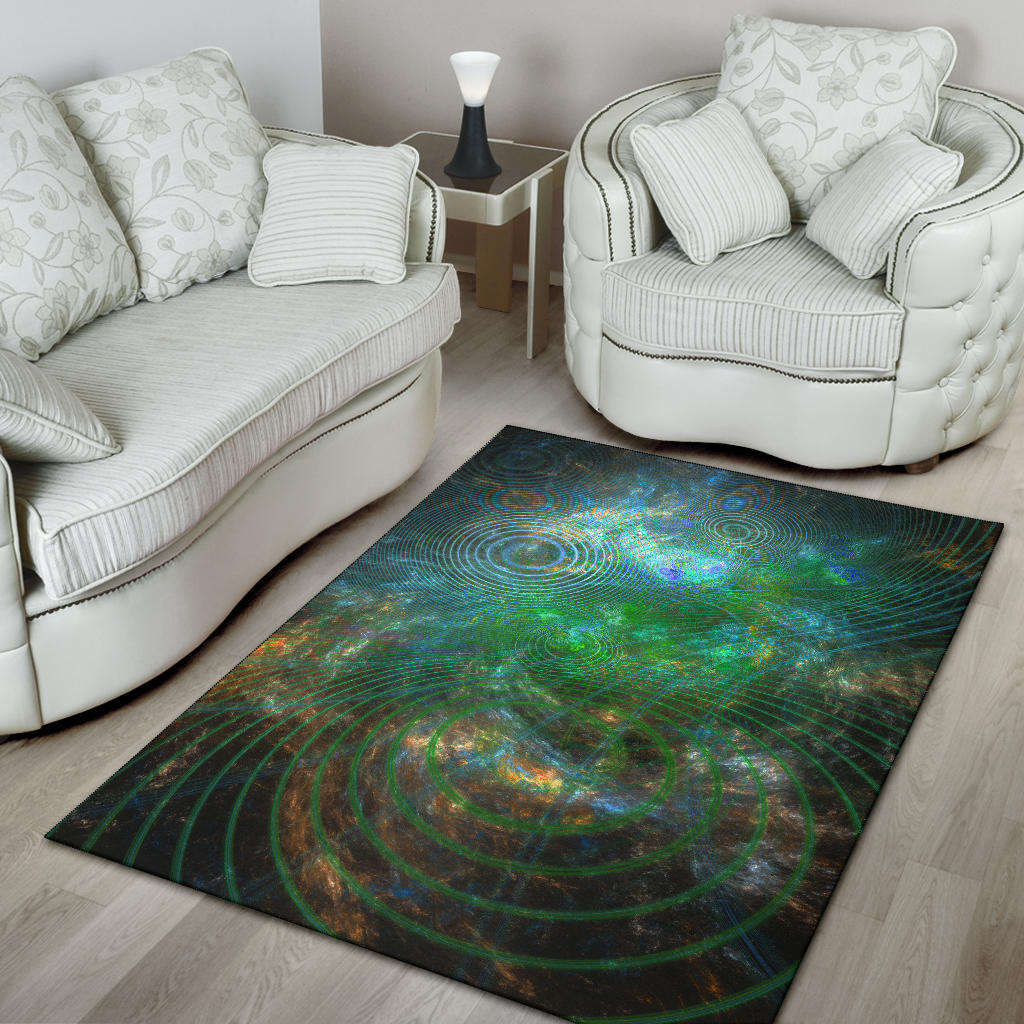 The Unfolded Cosmos - Green | Rug | Yantrart Design