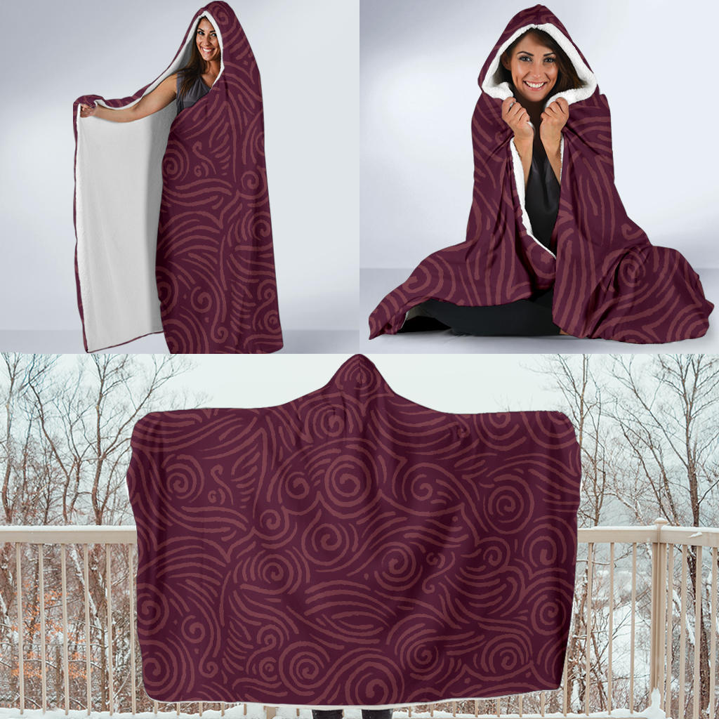 Waves and Spirals - Red | Hooded Blanket | Mandalazed