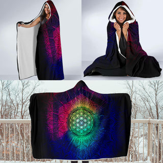 Flower of Life Blast - Rainbow | Hooded Blanket | Mandalazed