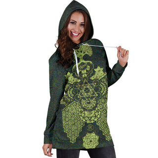 Geometric Green | Womens Hoodie Dress | Mil Et Une