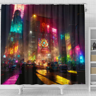citynights shower curtain | Acidmath Guy