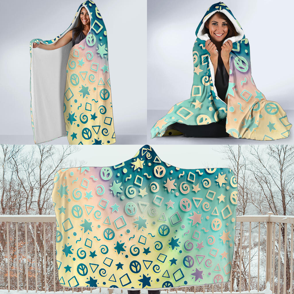 Peace, Spirals and Geometry - Pastel | Hooded Blanket | Mandalazed