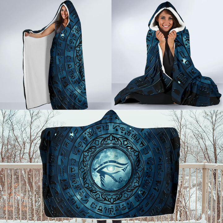 Eye of Horus Mandala - Blue | Hooded Blanket | Mandalazed