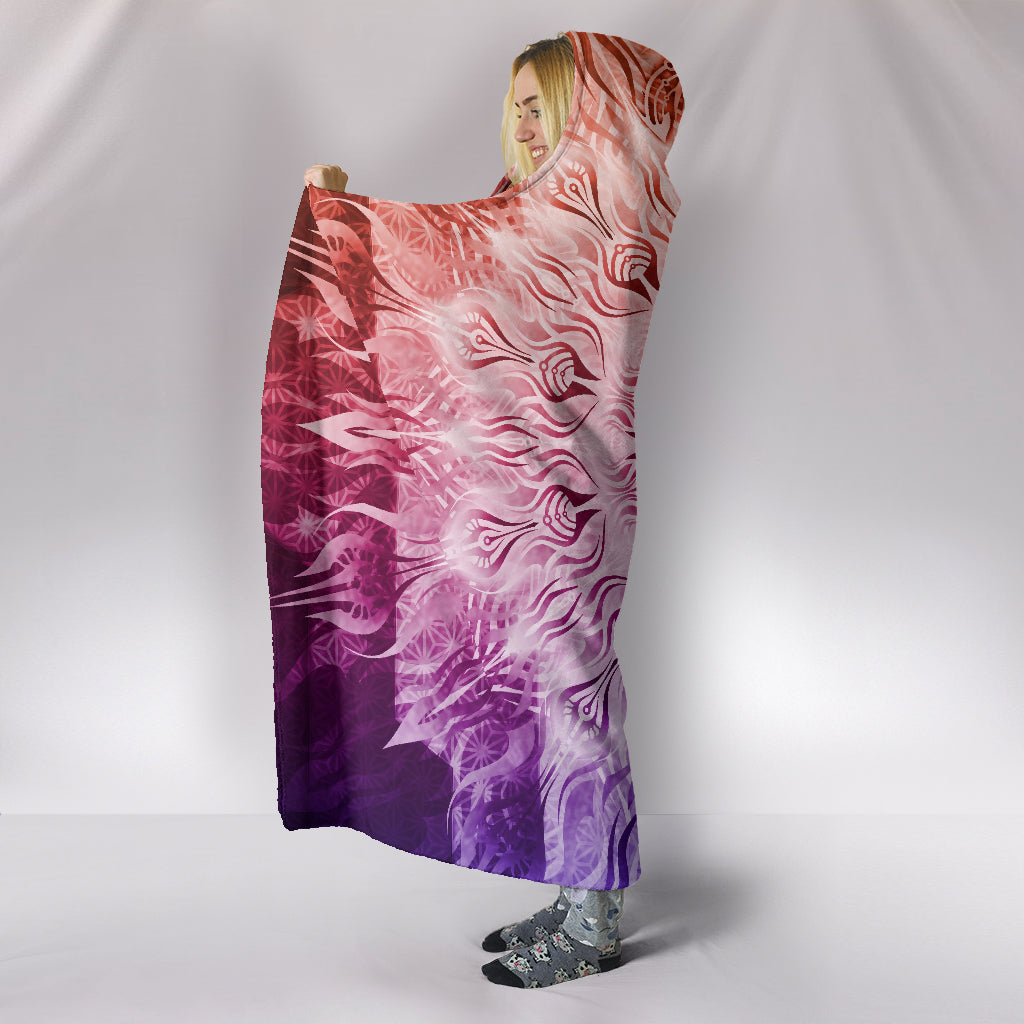 Fractalized Rainbow Yin & Yang Mandala | Hooded Blanket | Mandalazed