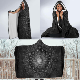 Zodiac Calendar Mandala - Black | Hooded Blanket | Mandalazed
