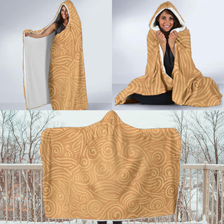 Waves and Spirals - Ocher | Hooded Blanket | Mandalazed