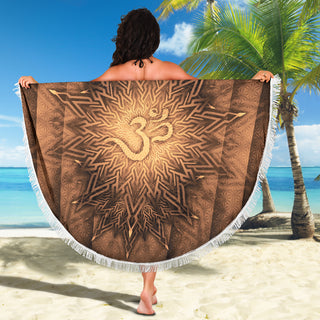 Mystical Aum Chakra Mandala - Earth | Beach Blanket | Mandalazed