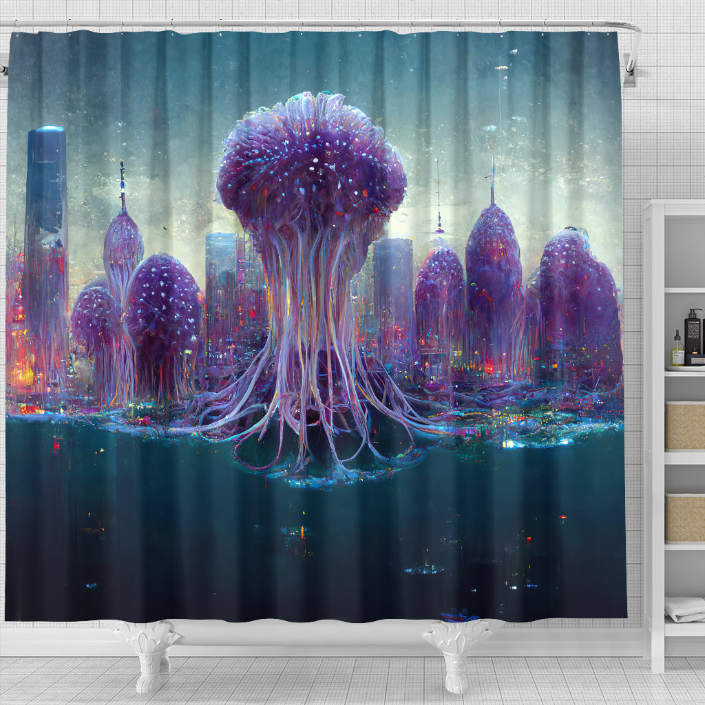 Jellypunk City Shower Curtain | Michael Garfield