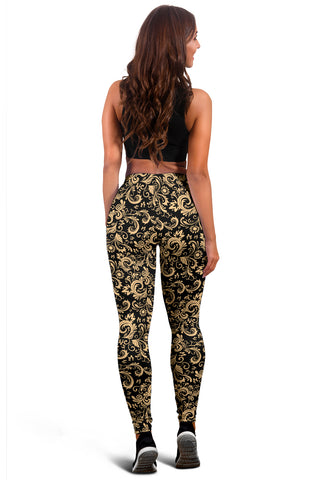 Oriental Floral Pattern - Onyx | Leggings | Mandalazed