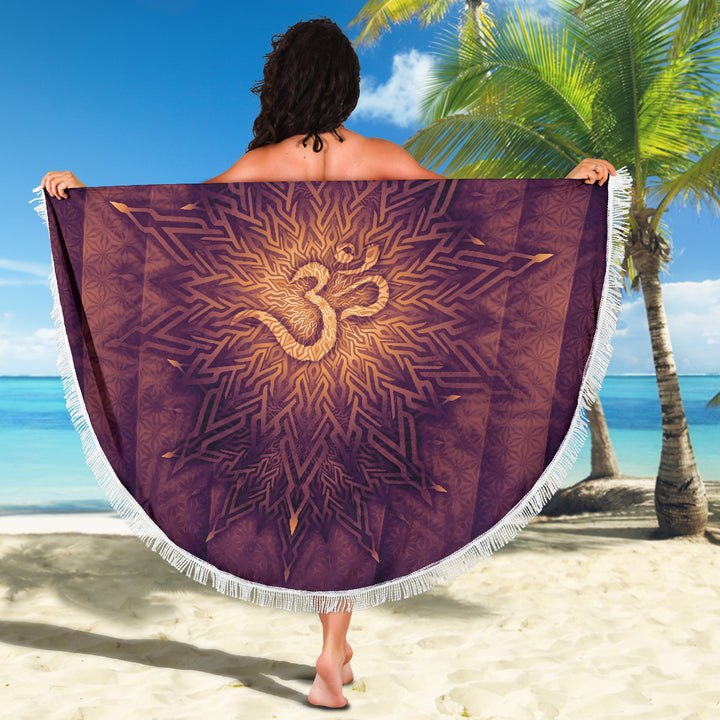 Mystical Aum Chakra Mandala - Amethyst | Beach Blanket | Mandalazed