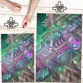 Fishing for Escher (dusk edition) | Wooden Jigsaw Puzzle | James Fletcher