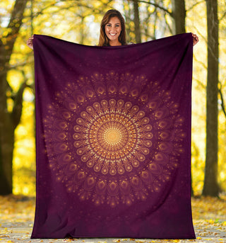 Peacock Feather Mandala - Moon | Blanket | Mandalazed