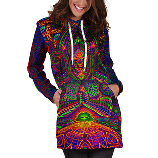 THE GOD SOURCE WOMENS HOODIE DRESS | SALVIA DROID