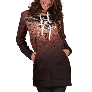 Eye of Horus Hieroglyphs - Orange | Hoodie Dress | Mandalazed