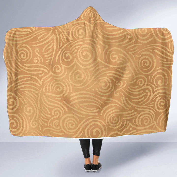 Waves and Spirals - Ocher | Hooded Blanket | Mandalazed