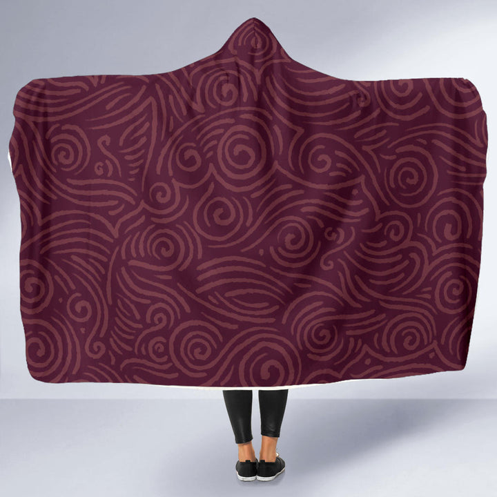 Waves and Spirals - Red | Hooded Blanket | Mandalazed