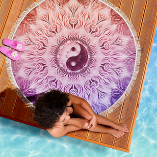 Rainbow Yin & Yang Mandala | Beach Blanket | Mandalazed