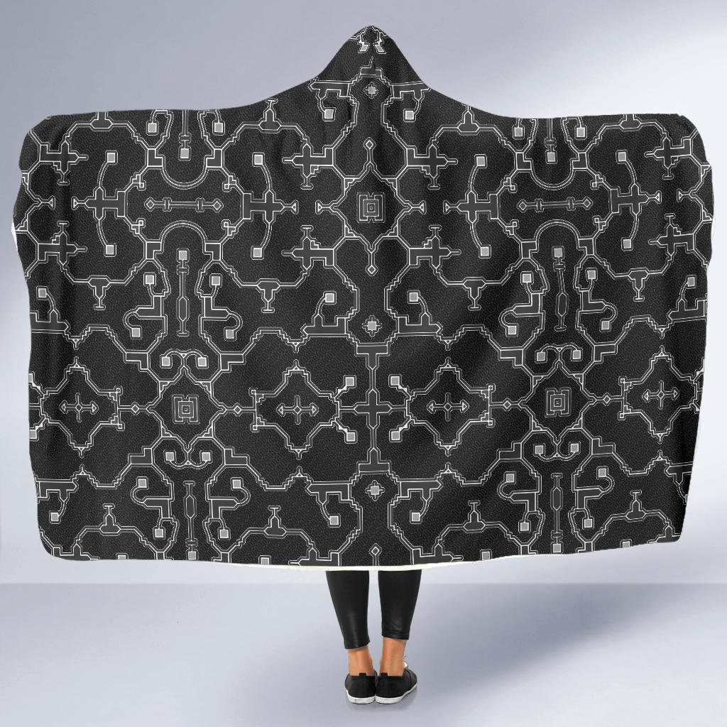 Shipibo Conibo - Black | Hooded Blanket | Mandalazed