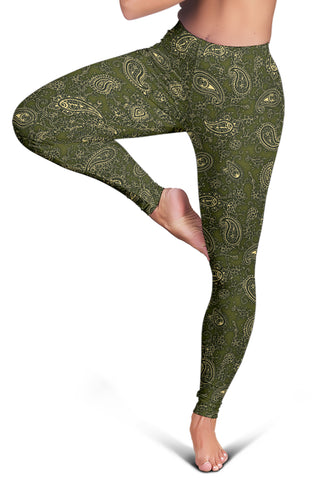 Peacock Feather Mandala - Olive Green | Leggings | Mandalazed