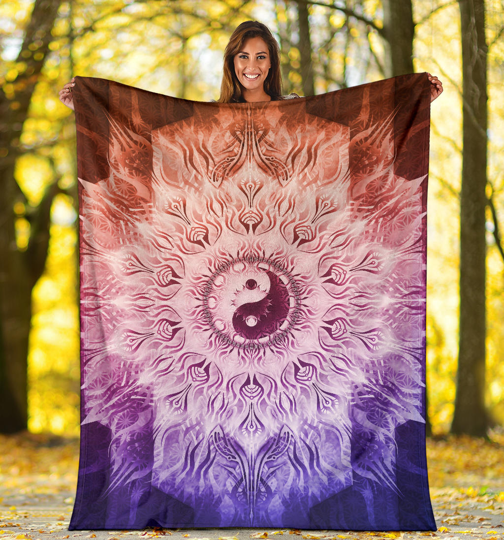 Fractalized Rainbow Yin & Yang Mandala | Blanket | Mandalazed