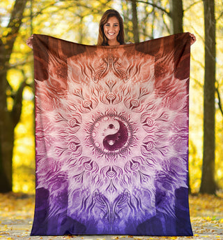 Fractalized Rainbow Yin & Yang Mandala | Blanket | Mandalazed
